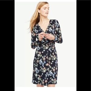 Ann Taylor Navy Wildflower Wrap Dress, size large